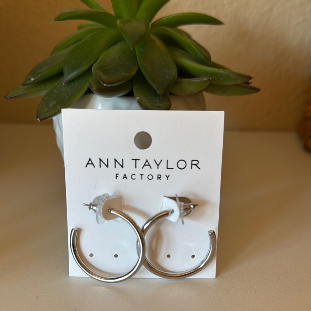 Ann Taylor Silver tone Hoop Earrings